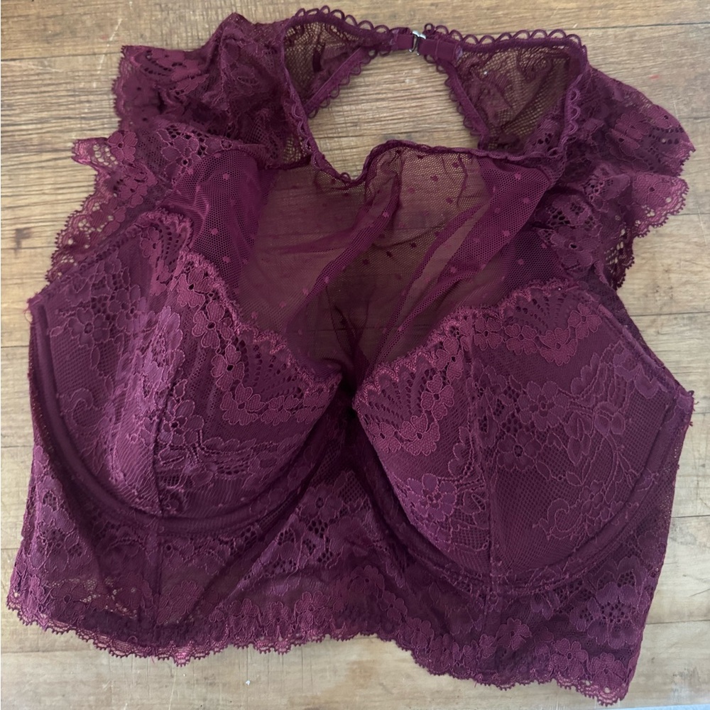 Victoria’s Secret Lace Halter Bodysuit - Burgundy